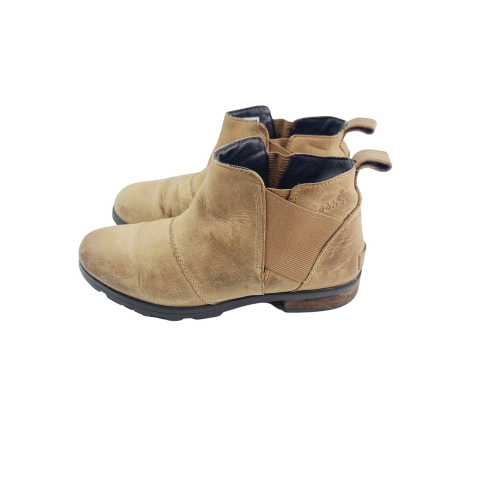 Sorel, Leather, Fabric Ankle Boot Boots, Women's, Size 8, Tan/Black Color.